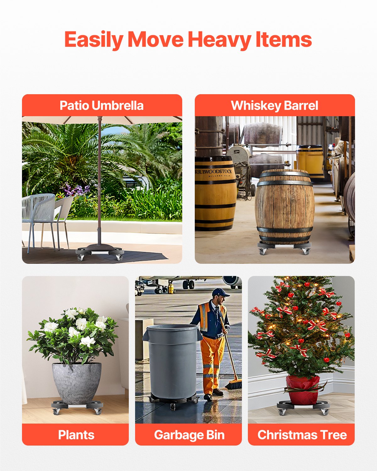Adjustable Round Trash Can Dolly, 15–22.8 in, 400 lb Capacity – additional product view