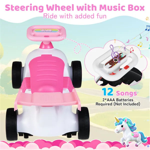Kids Ride-On Sliding Car with Music | Unicorn Sit & Scoot Toy – additional product view