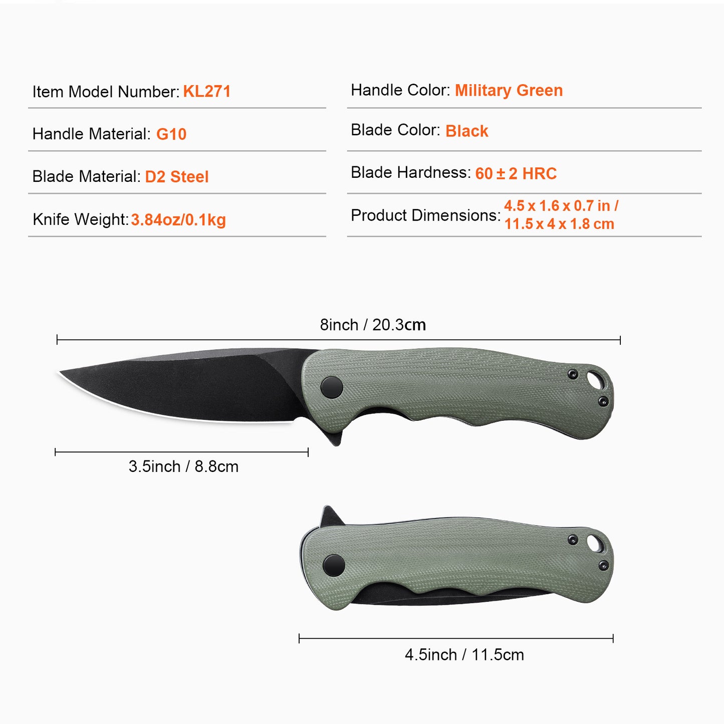 Folding Pocket Knife with 3.5 in D2 Steel Blade – product presentation