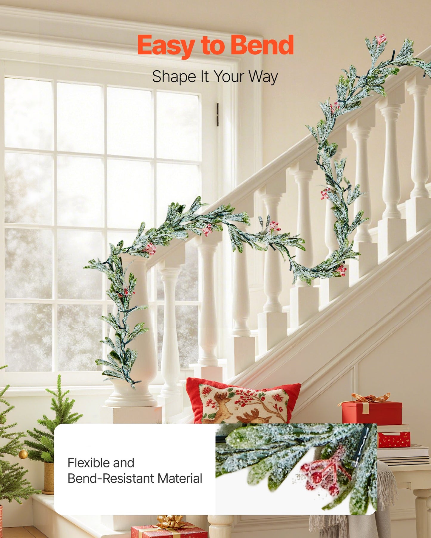 6.6 ft Lighted Christmas Garland with Berries, Olive Leaves & Vines – additional product view