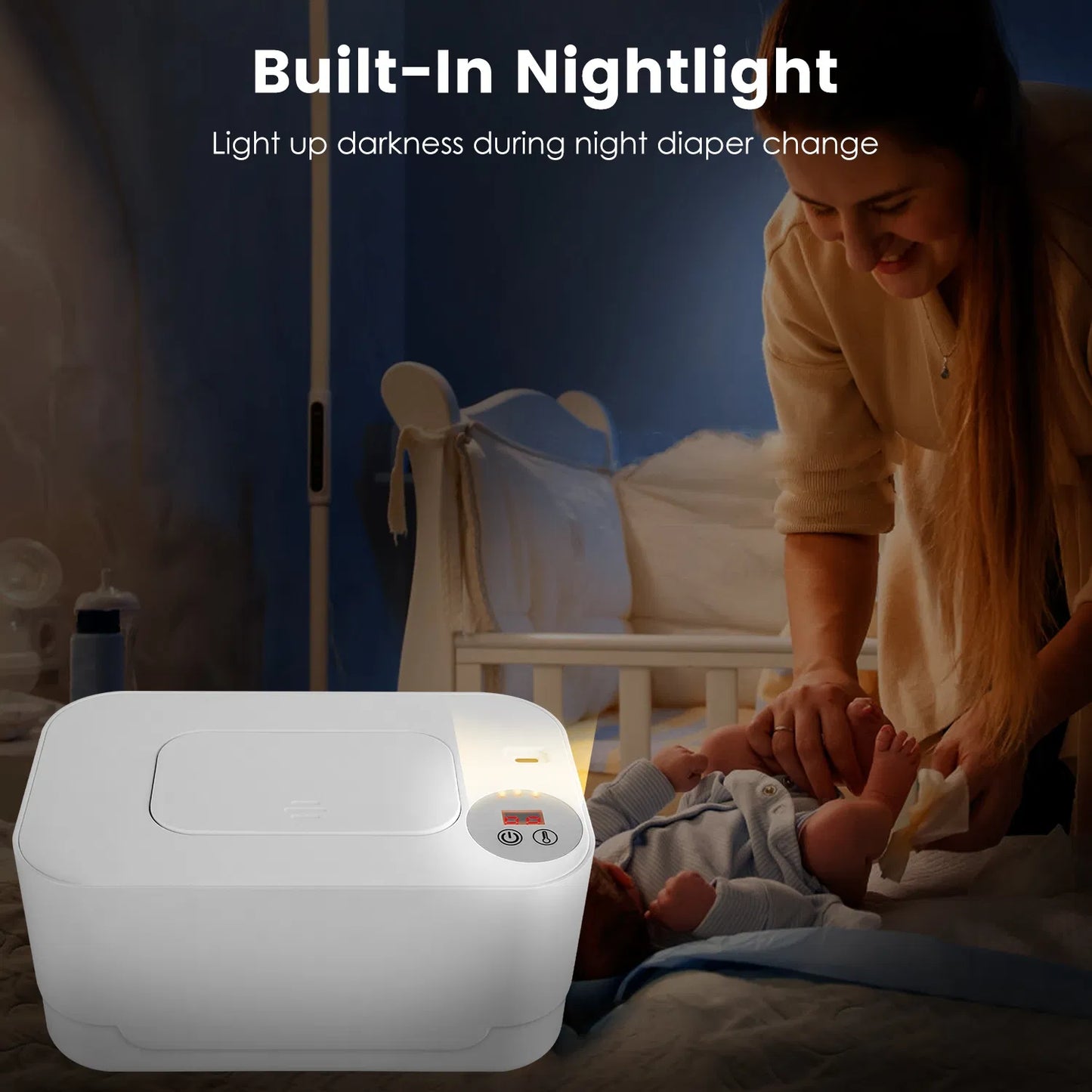 Baby Wipe Warmer with Night Light | 3 Temps, Type-C Powered – additional product view 10