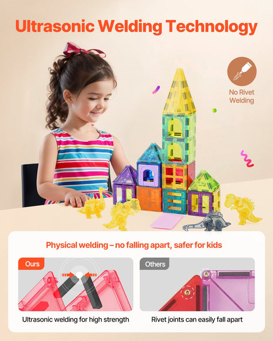 56-Piece Magnetic Dinosaur Tile Building Set – alternate product view