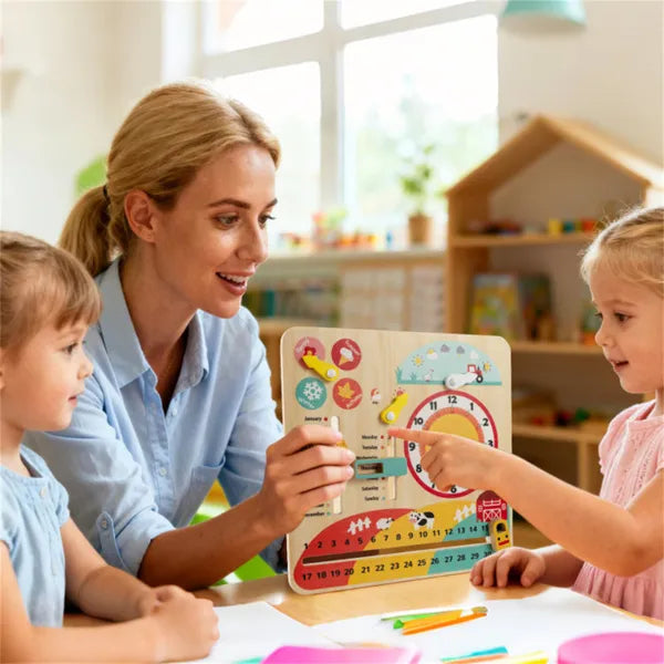 Montessori Wooden Learning Clock | Calendar & Weather Toy 3+ – additional product view