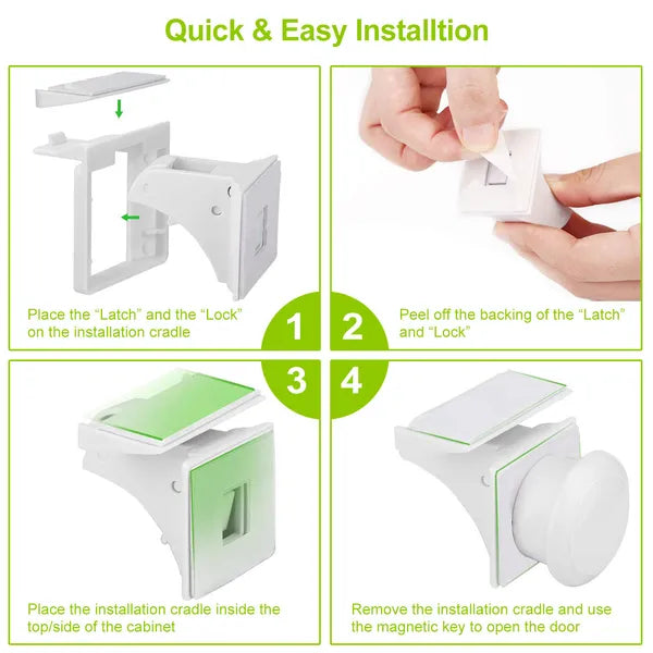4-Piece Magnetic Cabinet Locks | Adhesive Child Safety Locks – additional product view