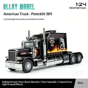 Diecast Semi Truck Toy with Trailer, Lights & Sound for Kids – main product view