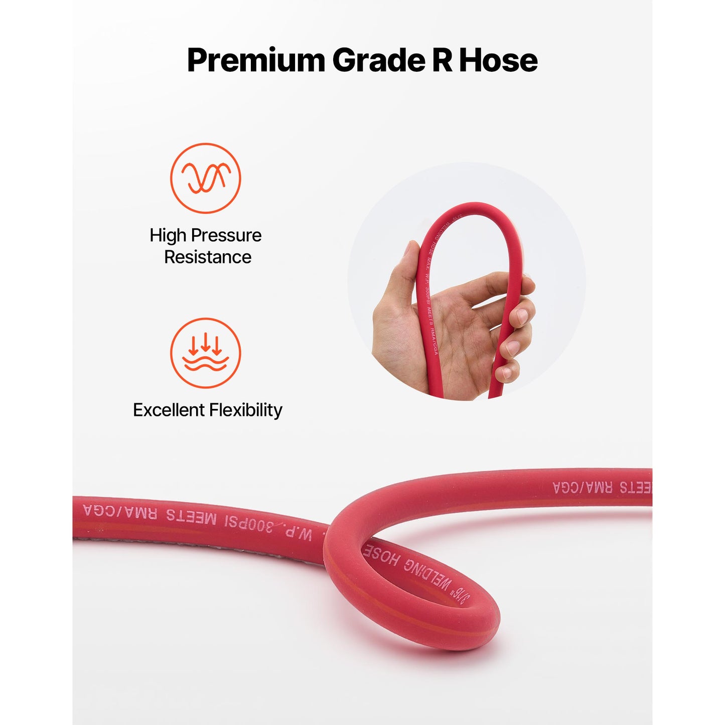 12 ft R-Grade Acetylene Torch Hose with 3/8-24 LH A-Type Fittings – additional product view