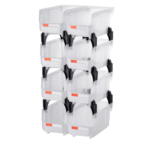 8-Pack Clear Stackable Storage Bins 10.9 x 5.5 x 5.1 in – main product view