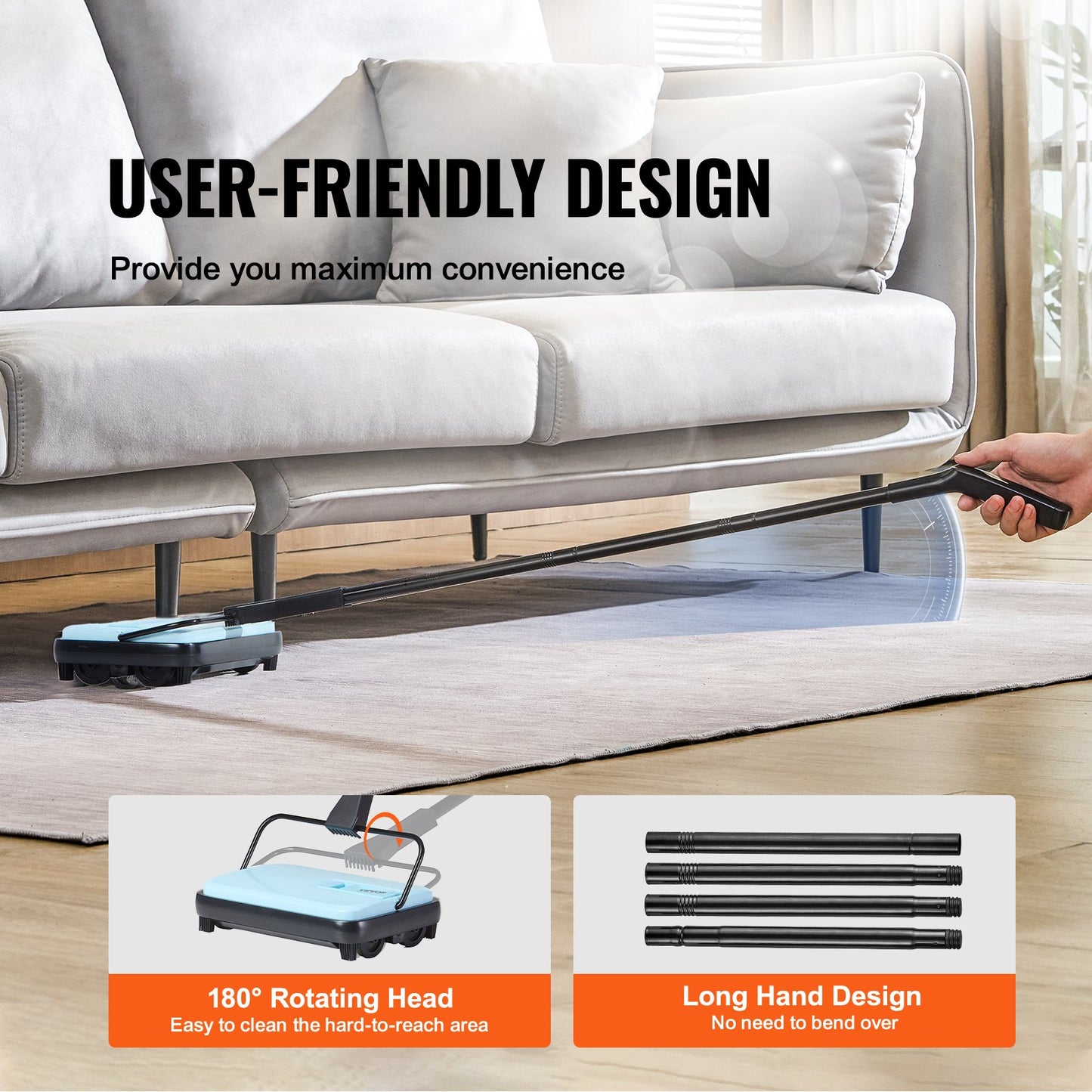 Manual Carpet Sweeper with 300 mL Dustbin – additional product view