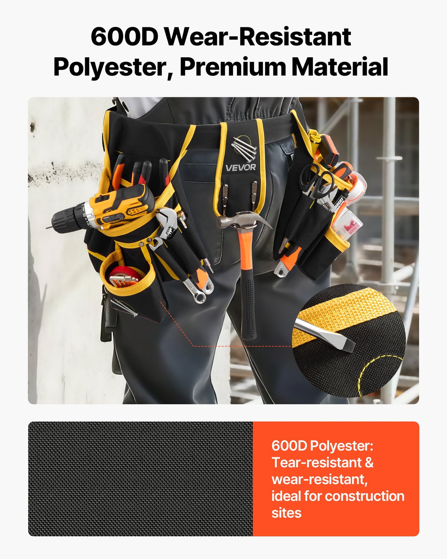 28-Pocket Magnetic Tool Belt & Pouch, Adjustable 31–48 in – in-use product view 5