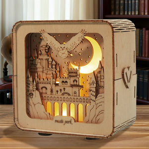 3D Wooden Castle Puzzle Kit with Night Light | DIY Desk Decor – main product view