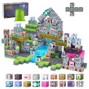 Halloween Magnetic Building Cubes 100-Piece Castle & Graveyard Set Ages 3+