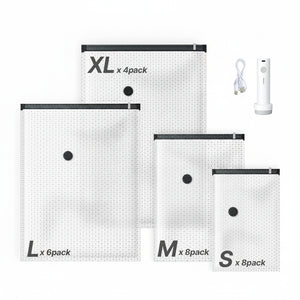 26-Pack Vacuum Storage Bags with Electric Pump for Clothes & Travel – included components