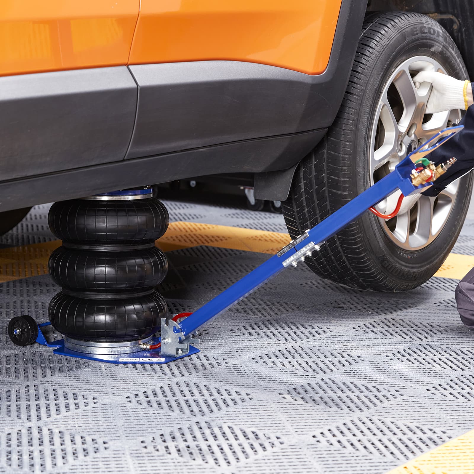 Air Jack for Car 3 Ton 6600lbs Pneumatic Airbag Jack, Quick Lift 5s Triple Bag Air Jack with Long Handle for Garage Repair