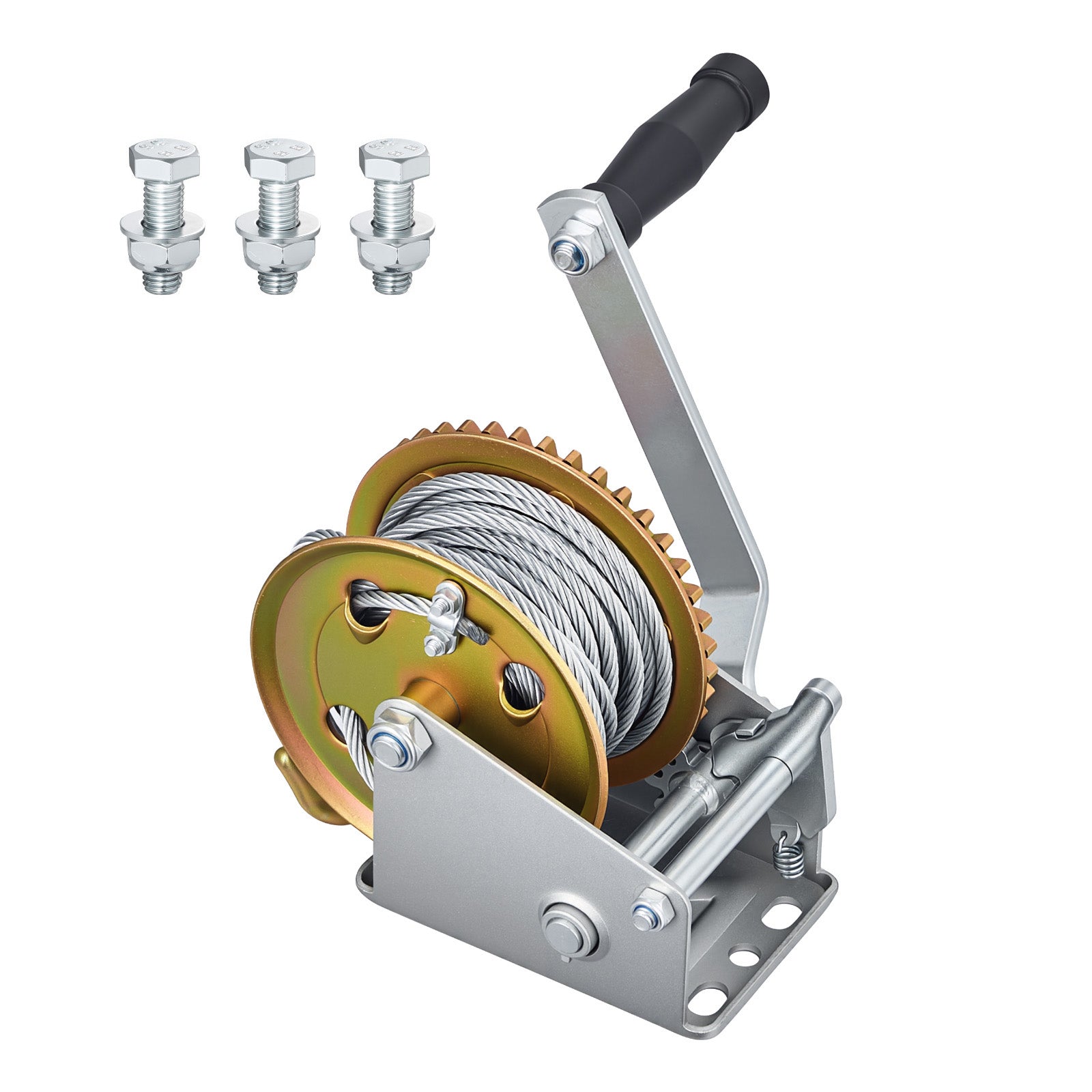 1600 lb Manual Boat Winch with 32.8 ft Steel Cable & Two-Way Ratchet – main product view