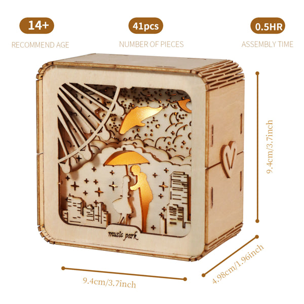 3D Wooden Cat Puzzle Kit with Night Light | DIY Model Age 14+ – feature detail view