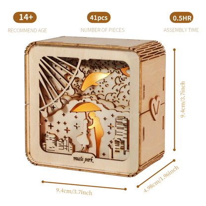 3D Wooden Cat Puzzle Kit with Night Light | DIY Model Age 14+ – feature detail view