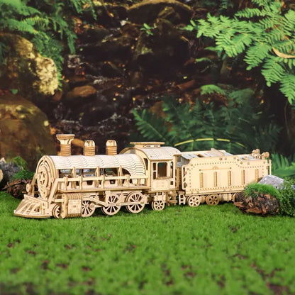 3D Wooden Train Puzzle Kit | Mechanical Model Brain Teaser – main product view