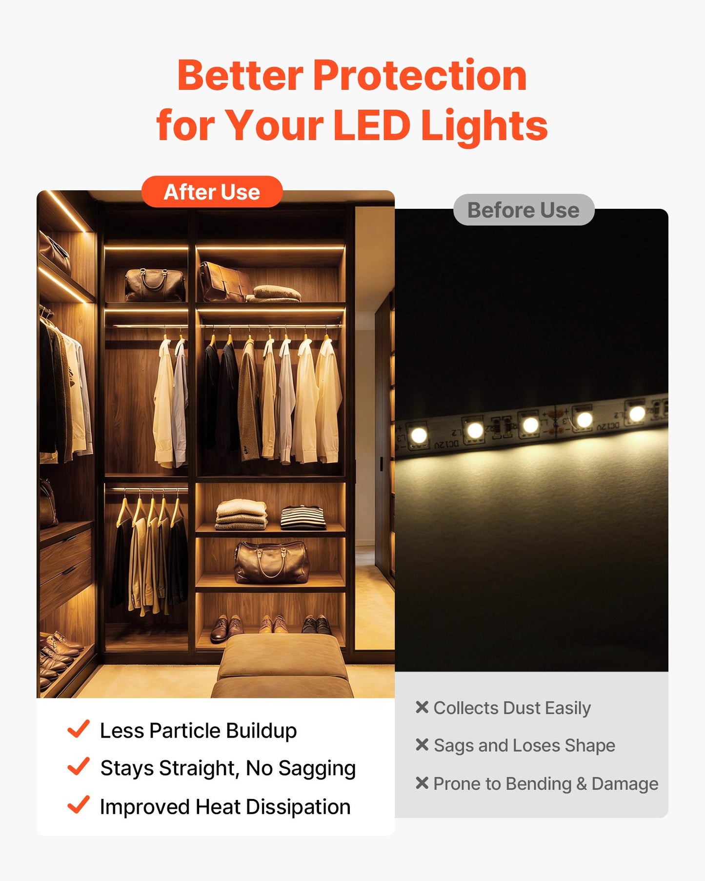 3.3 ft U-Shaped LED Aluminum Channels with Milky Covers, 6-Pack – product detail view
