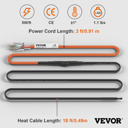 18 ft Self-Regulating Pipe Heating Cable – main product view