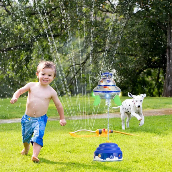 UFO Rocket Sprinkler with LED Lights | Adjustable Outdoor Toy – product detail view