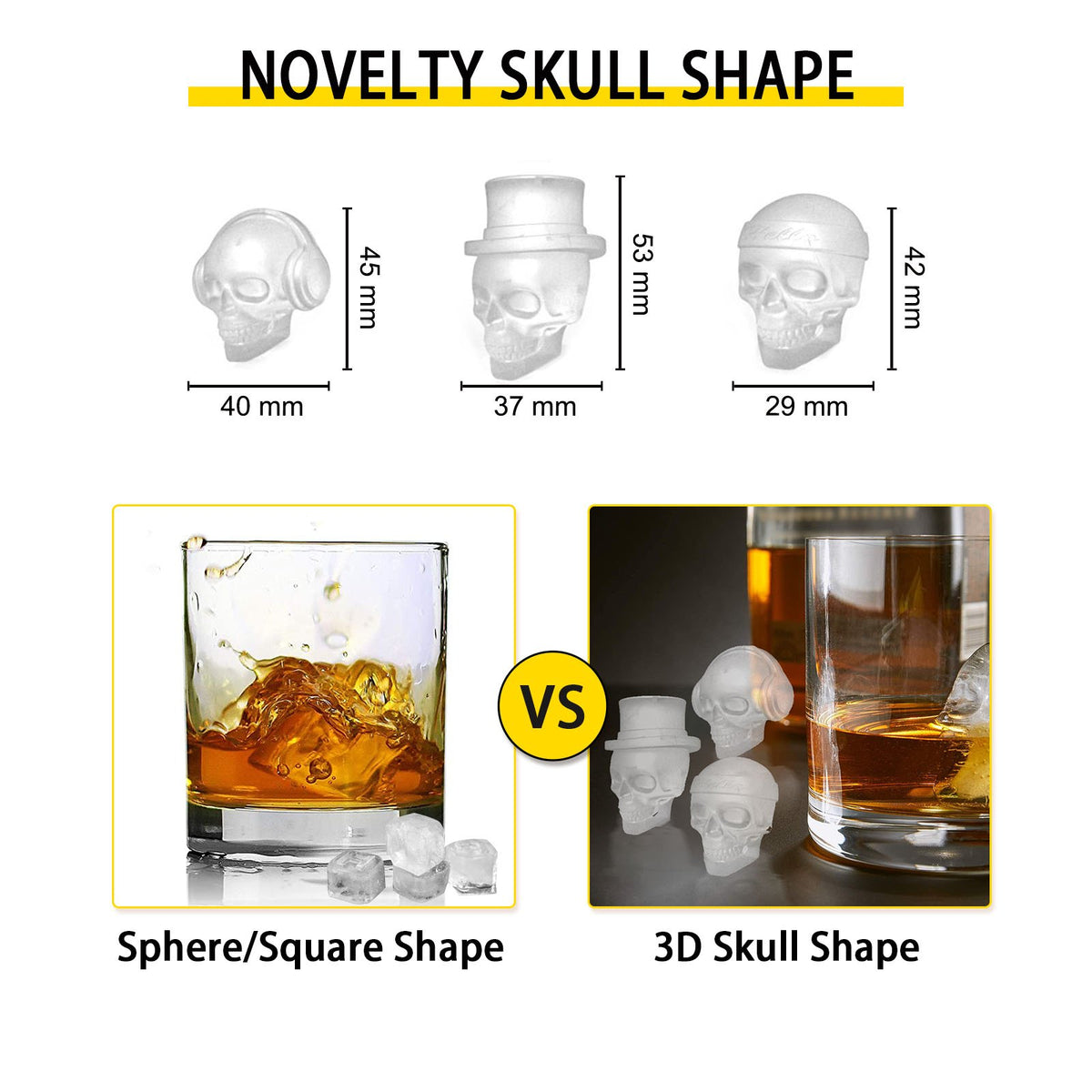 6-Cavity Skull Ice Cube Tray – alternate product view