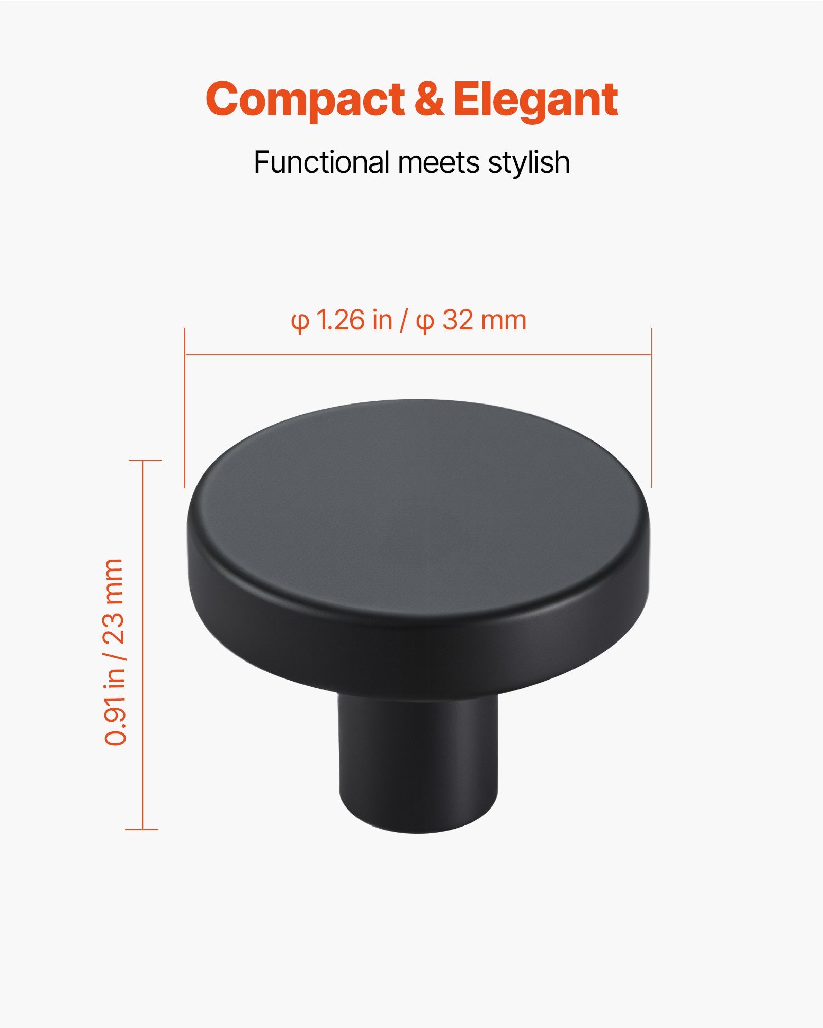 10-Pack 1.26 in Black Cabinet Knobs – alternate product view