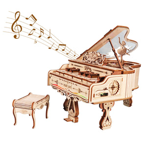 3D Wooden Piano Music Box | Playable DIY Puzzle Assembly Kit – main product view