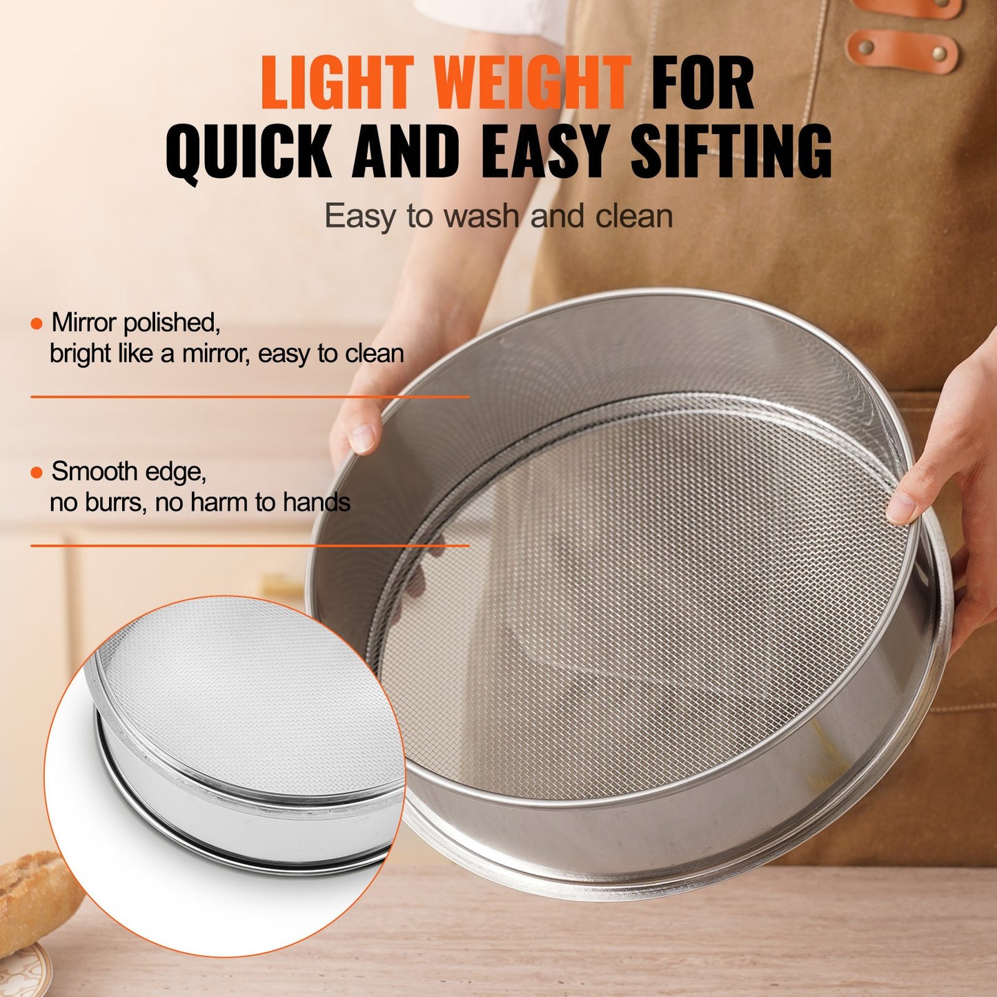 12-Mesh Stainless Steel Flour Sieve for Baking & Cake – additional product view