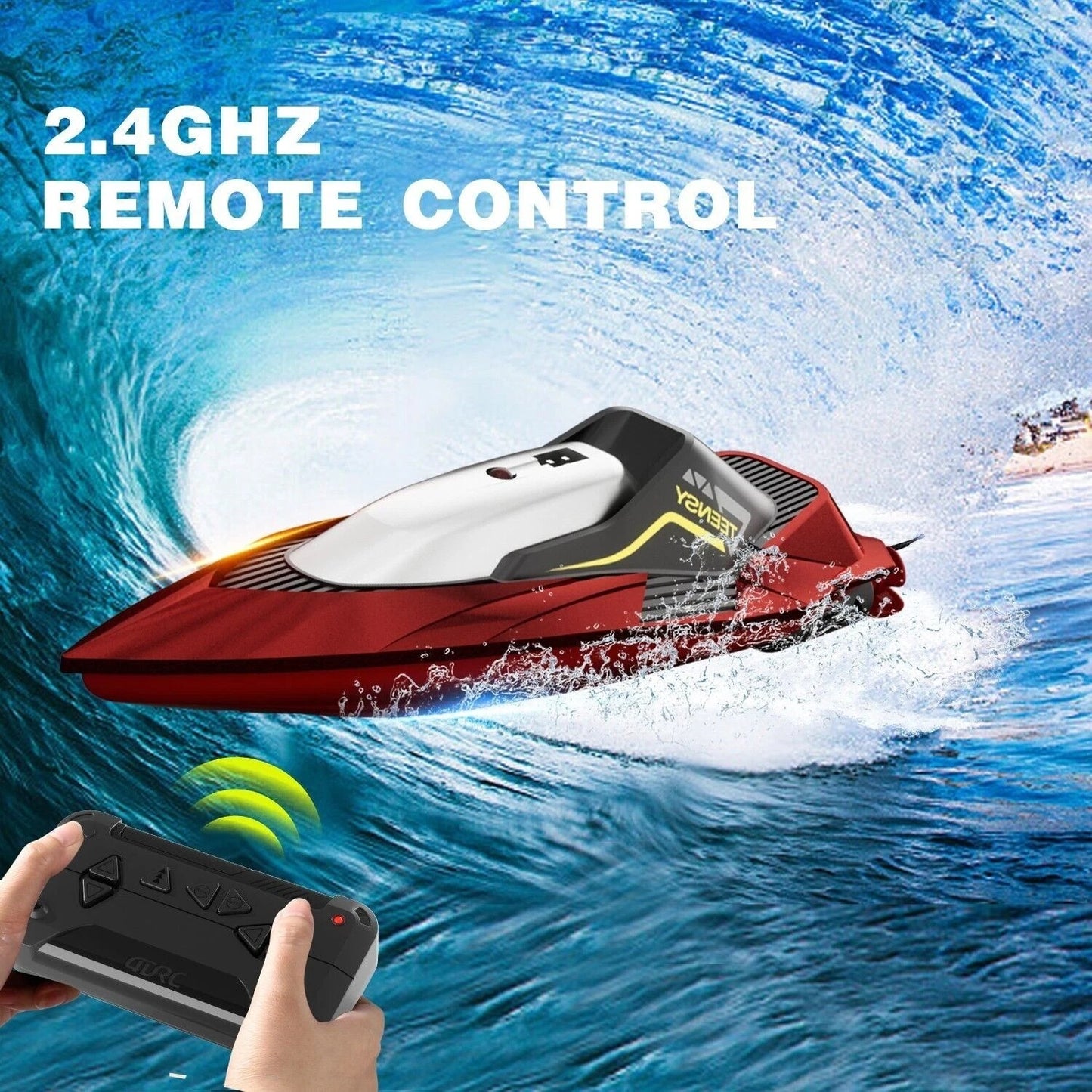 Remote Control Boat RC Racing Boat 20MPH 2.4GHz Rechargeable Waterproof Kids