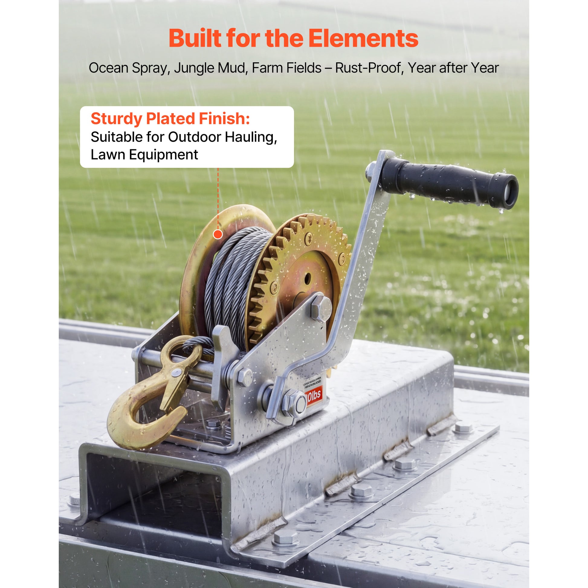 1600 lb Manual Boat Winch with 32.8 ft Steel Cable & Two-Way Ratchet – additional product view