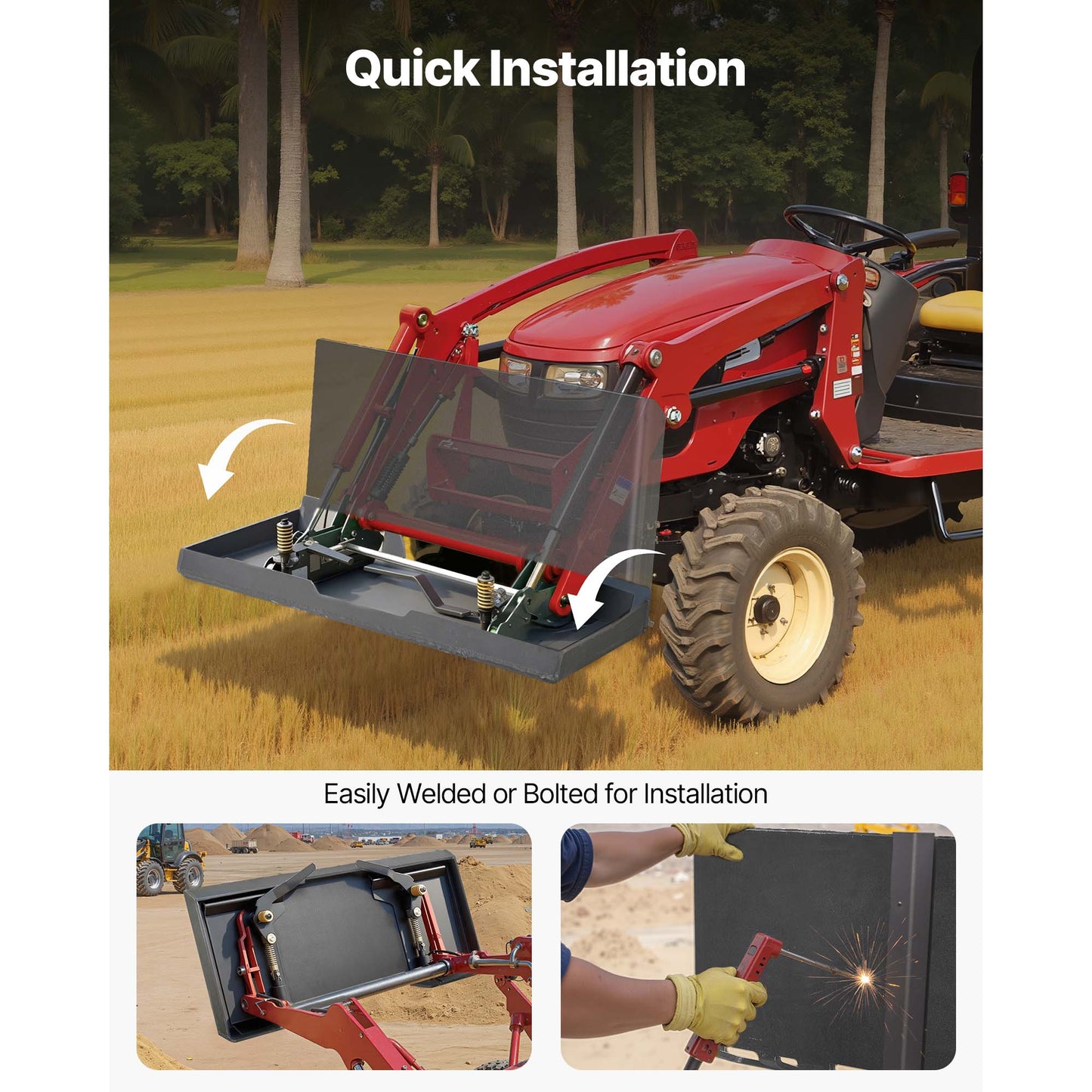 1/2" Universal Skid Steer Quick-Attach Mount Plate, 9000 lb Capacity – additional product view