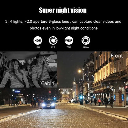 Super night vision technology demonstration with car interior and street scene.
