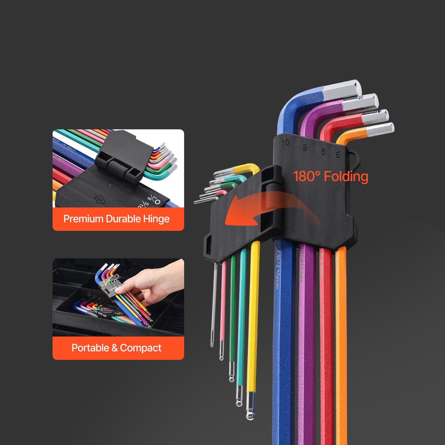 22-Piece SAE and Metric Hex Key Set – main product view