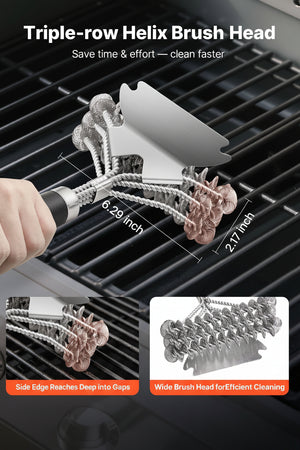 17" Bristle-Free Stainless Steel Grill Brush & Scraper for BBQ Grates – main product view