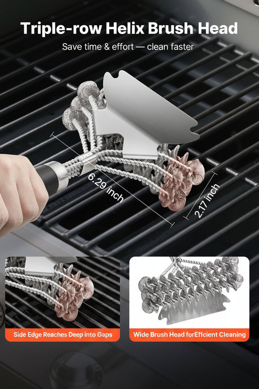 17" Bristle-Free Stainless Steel Grill Brush & Scraper for BBQ Grates – main product view