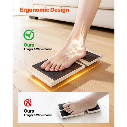 Wooden Balance Board Wobble Trainer with Non-Slip Surface & Carry Bag – product detail view