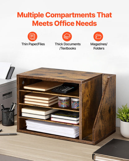 4-Compartment Wooden Literature Organizer with Adjustable Shelves – additional product view