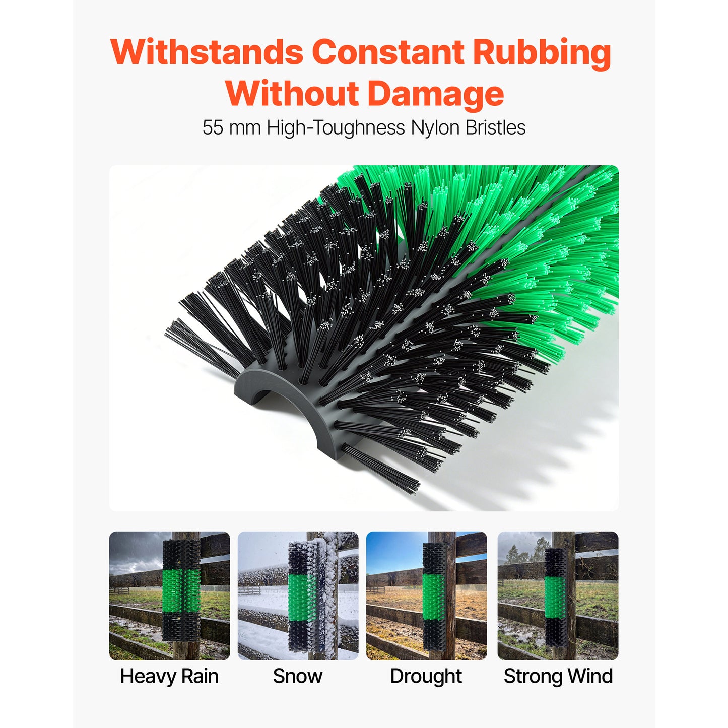 16.9" Livestock Scratching Brush with Mounting Screws, Green & Black – product detail view
