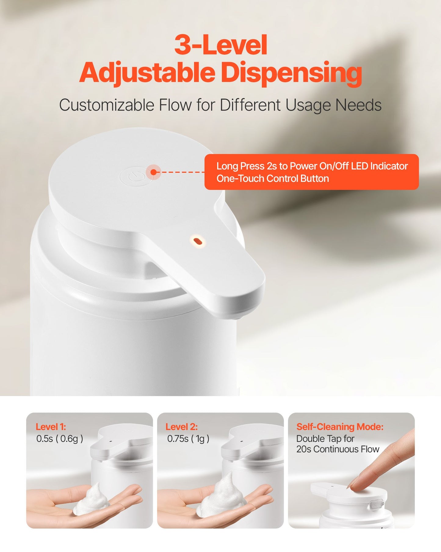 Rechargeable Automatic Soap Dispenser 10 oz – product detail view
