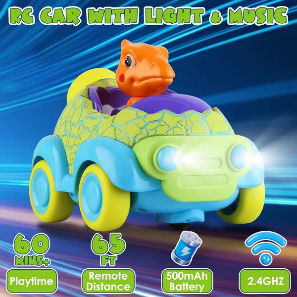 2-Pack Dinosaur RC Cars for Kids | Rechargeable Light & Music – alternate product view