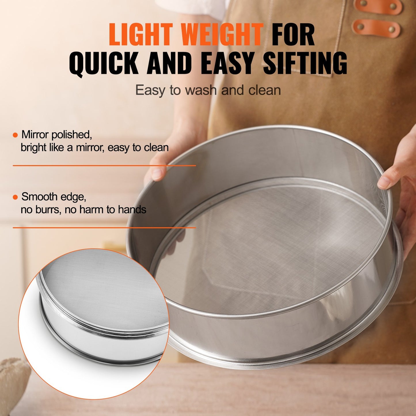 150-Mesh Stainless Steel Fine Flour Sieve for Baking – additional product view