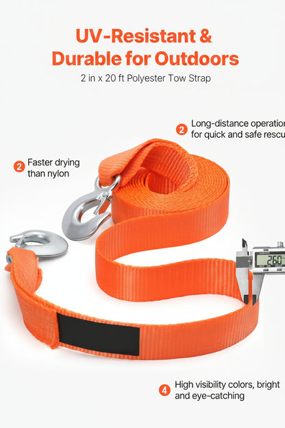 17,000 lb Heavy-Duty Tow Strap with Hooks, 20 ft – alternate product view