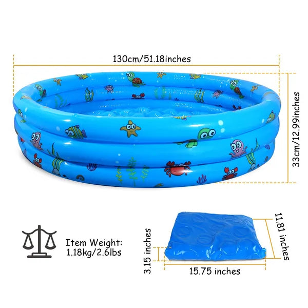 51 x 13 in Inflatable Family Pool | Foldable Kids Swim Pool – alternate product view