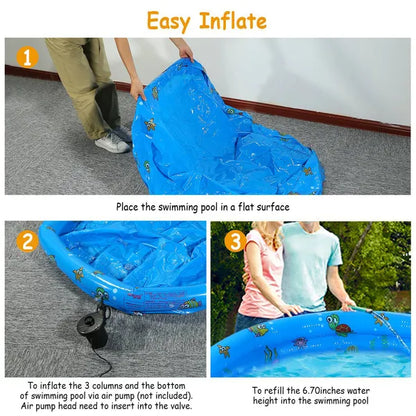 51 x 13 in Inflatable Family Pool | Foldable Kids Swim Pool – feature detail view