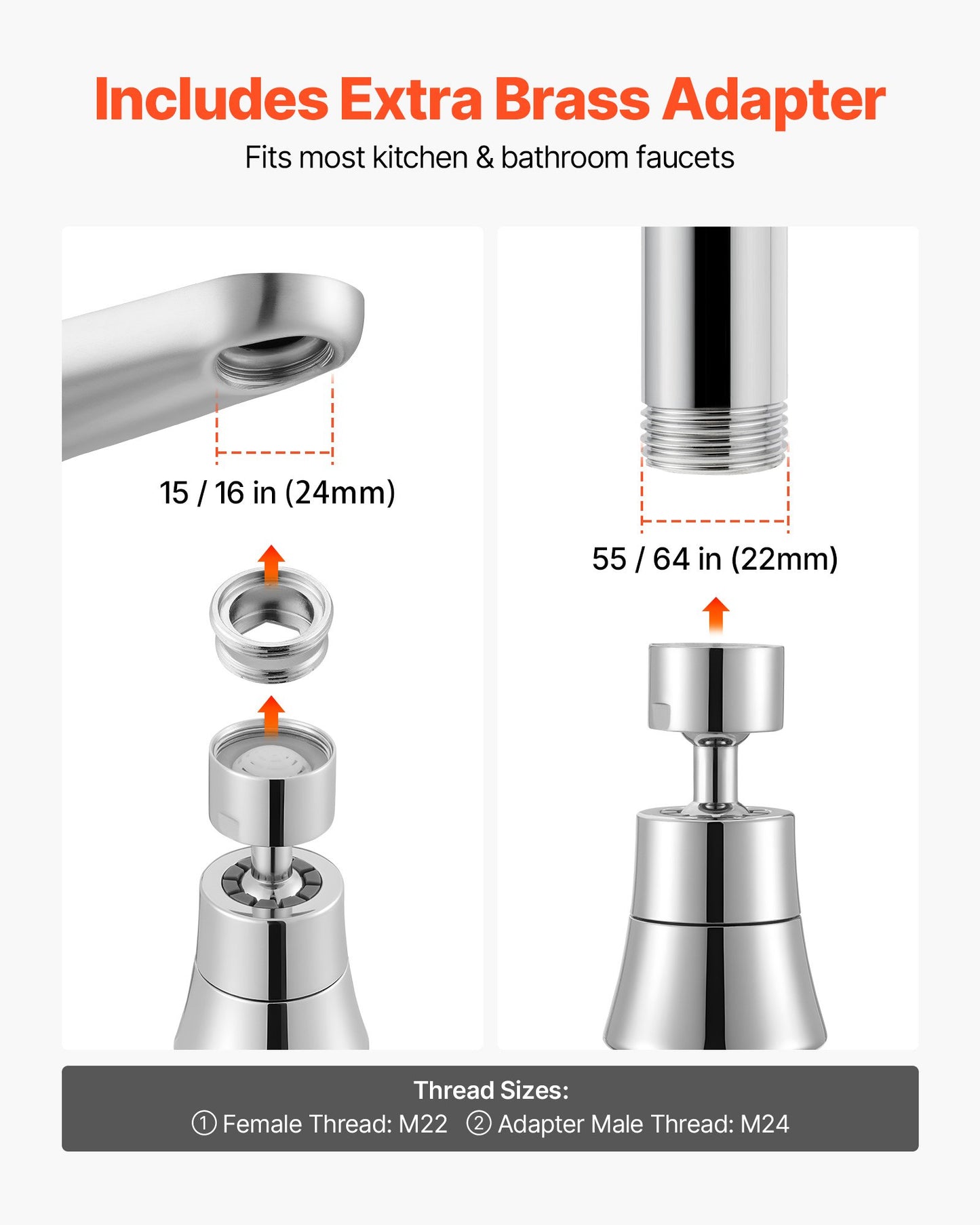 Swivel Kitchen Faucet Aerator with 5 Spray Modes – product detail view