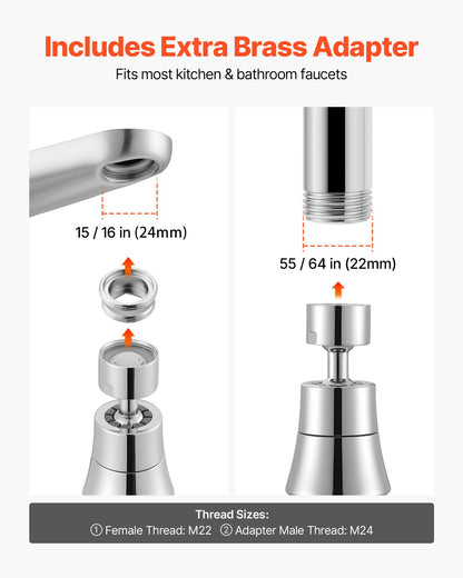 Swivel Kitchen Faucet Aerator with 5 Spray Modes – product detail view