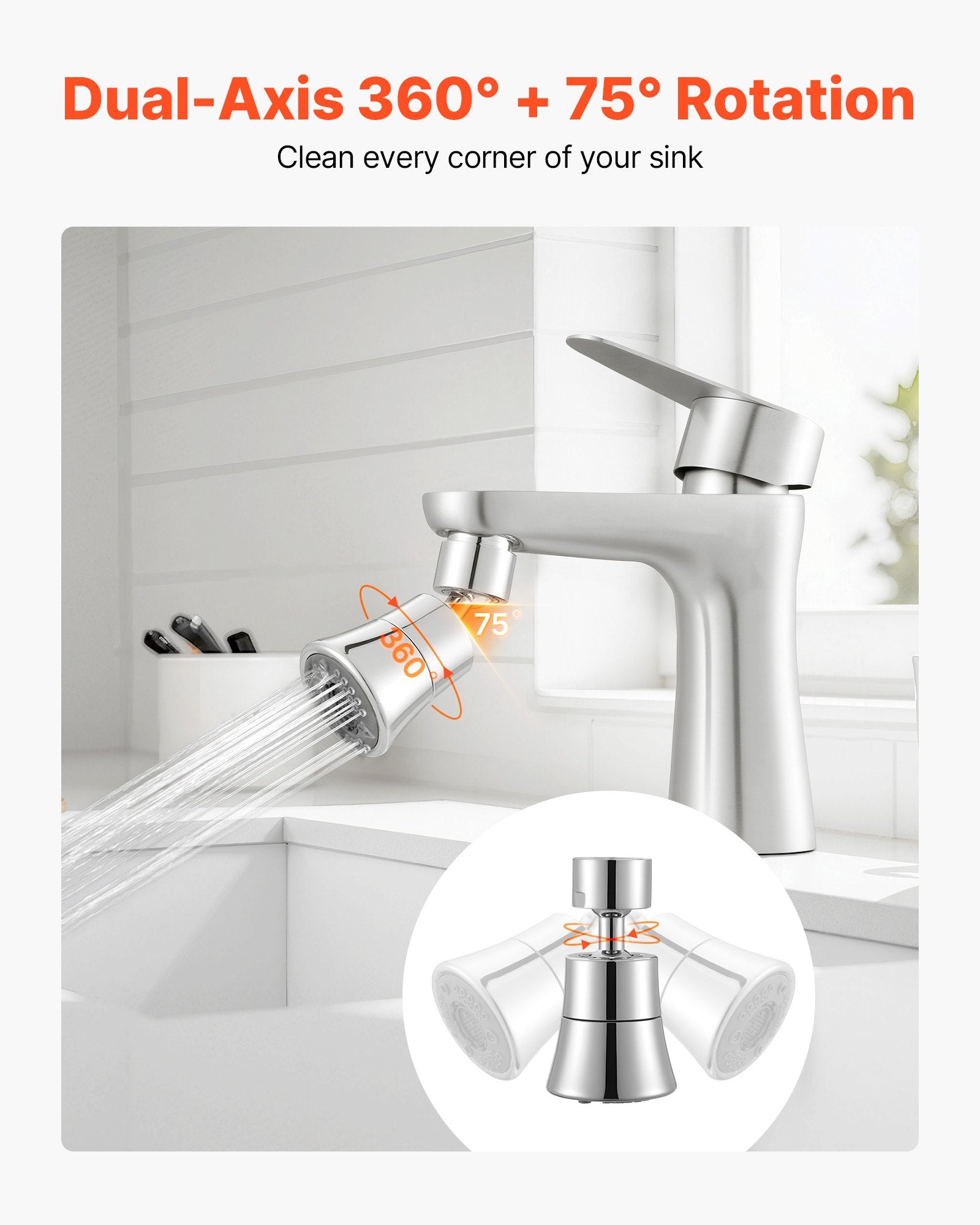 Swivel Kitchen Faucet Aerator with 5 Spray Modes – additional product view