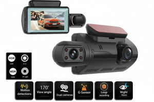 Dash Cam with features listed on a white background