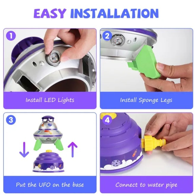 UFO Fountain Rocket Sprinkler | Outdoor Summer Water Toy – feature detail view