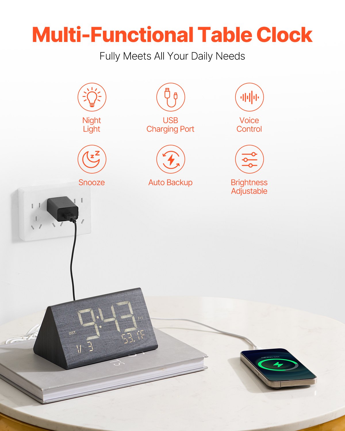 Wooden Digital Alarm Clock – additional product view